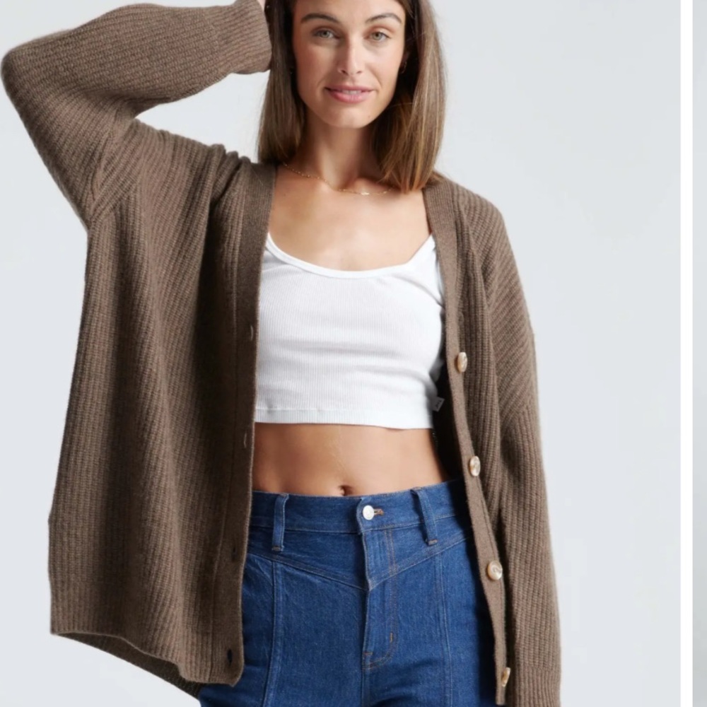 Cashmere oversized boyfriend cardigan sweater